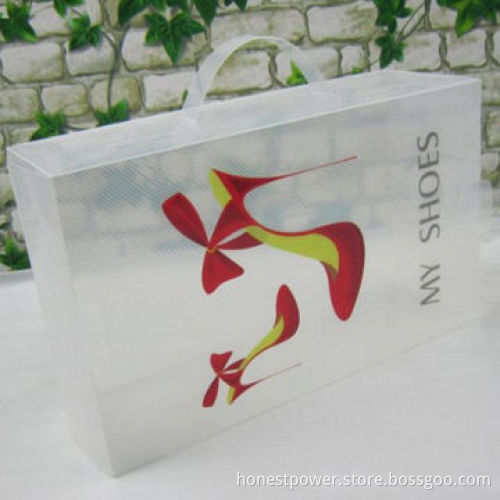 Transparent Plastic Shoe Box with Handle and 0.8mm Thickness, Customized Designs Accepted